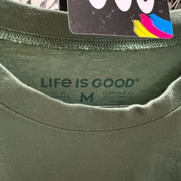 EUC Life is Good Green Long Sleeve Shirt Size Medium #363 - Picture 4 of 7